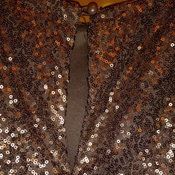 🤎💫 Copper Bling! Sequined dress and/or tunic with dolman slit sleeves. 🤎💫 - Picture 5 of 6